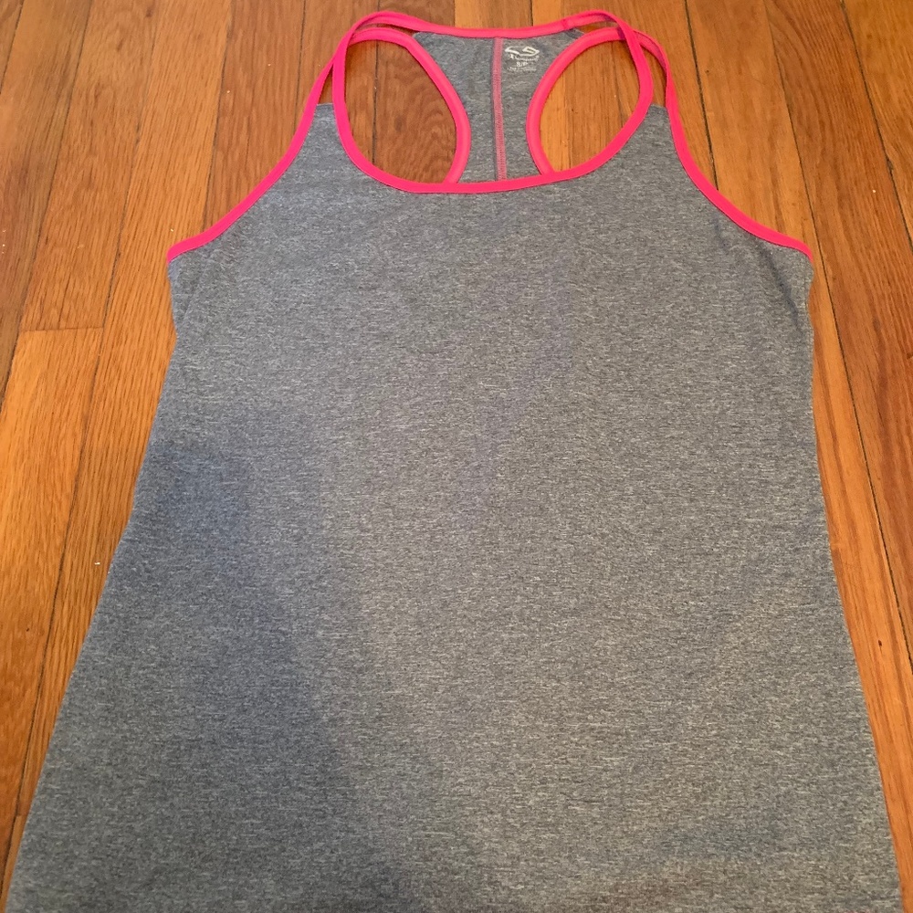 Grey and Pink Razor back Workout Tank